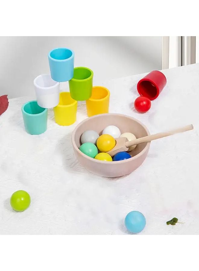 ألعاب مطابقة ألوان كرة قوس قزح 7 قطع لعبة مهارات حركية دقيقة هدايا عطلة مثالية - Image 4